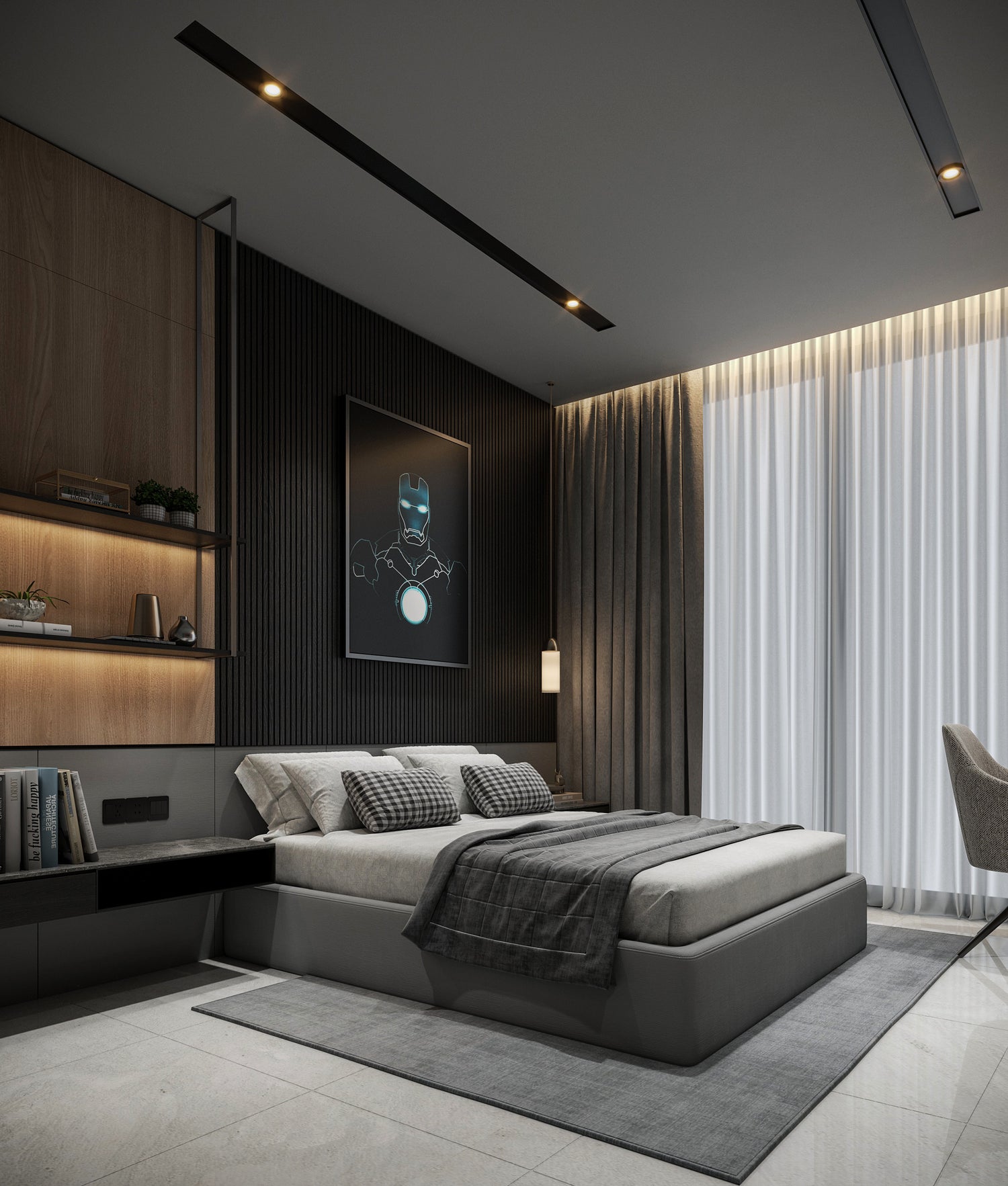 bedroom men interior design vizthetics 3D visualization